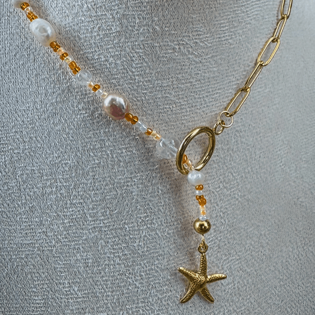 Collier NAÏADE cristal de roche et perles d’eau douce