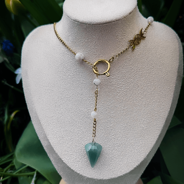 Collier PENDULE aventurine et labradorite blanche