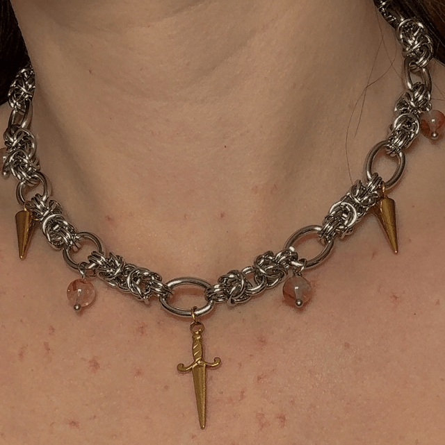 Collier ARMURE quartz hematoide 