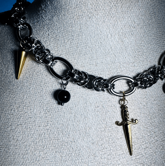 Collier ARMURE obsidienne œil céleste 