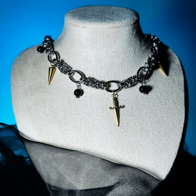 Collier ARMURE obsidienne œil céleste 