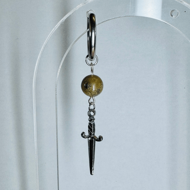 Mono-boucle INDÉPENDANCE jaspe feuille d’argent