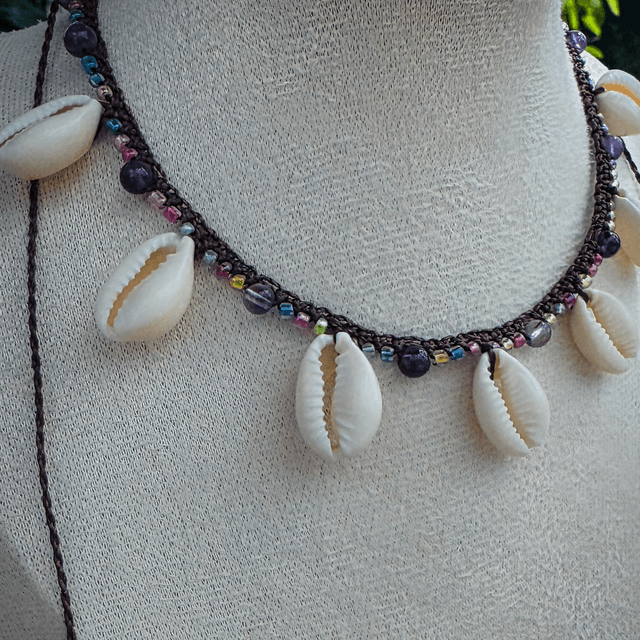 Collier MOANA améthyste et coquillages 