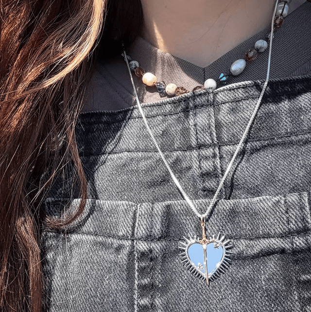 🗡️Collier SERMENT argent 925, or 18k et grenat 