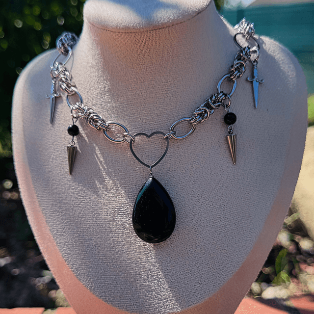 Collier HONNEUR tourmaline et obsidienne 