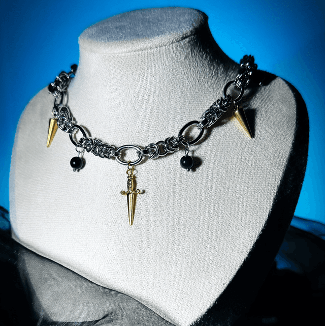 Collier ARMURE obsidienne œil céleste 