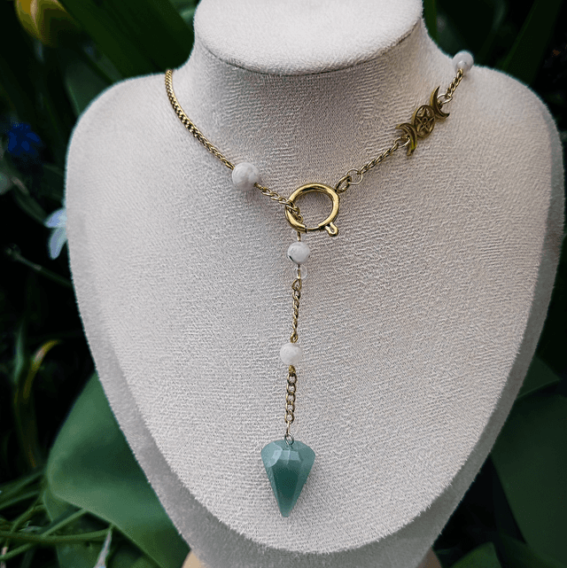 Collier PENDULE aventurine et labradorite blanche